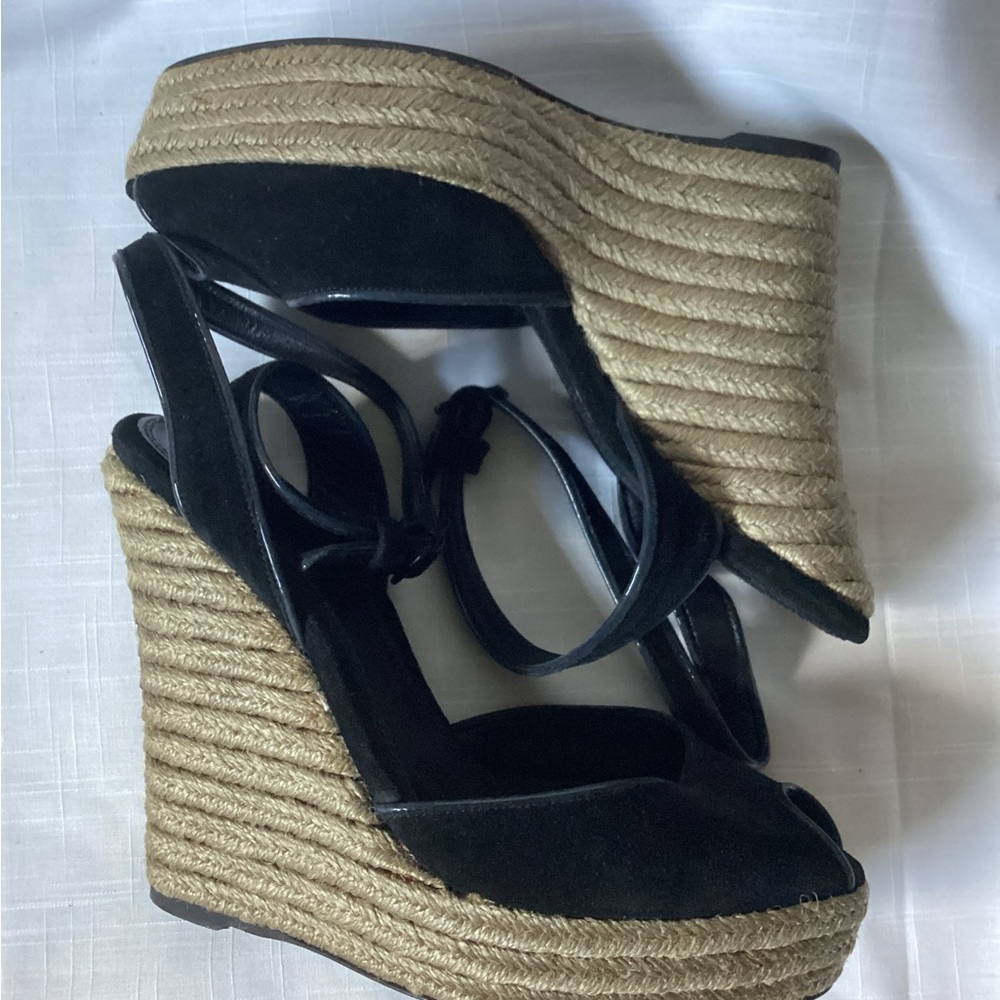 ♦️ THEORY espadrille sandals 9.5 platform wedge heels $300 Rtl